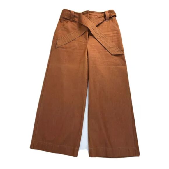 Chelsea & Violet Brown Belted Wide Leg Jeans Pant sz. 29 long leg high rise - Picture 1 of 8